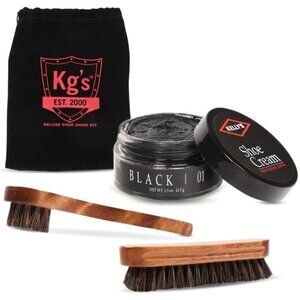Premium Black Shoe Shine Kit: Brush, Polish & Travel Bag for Leather Care